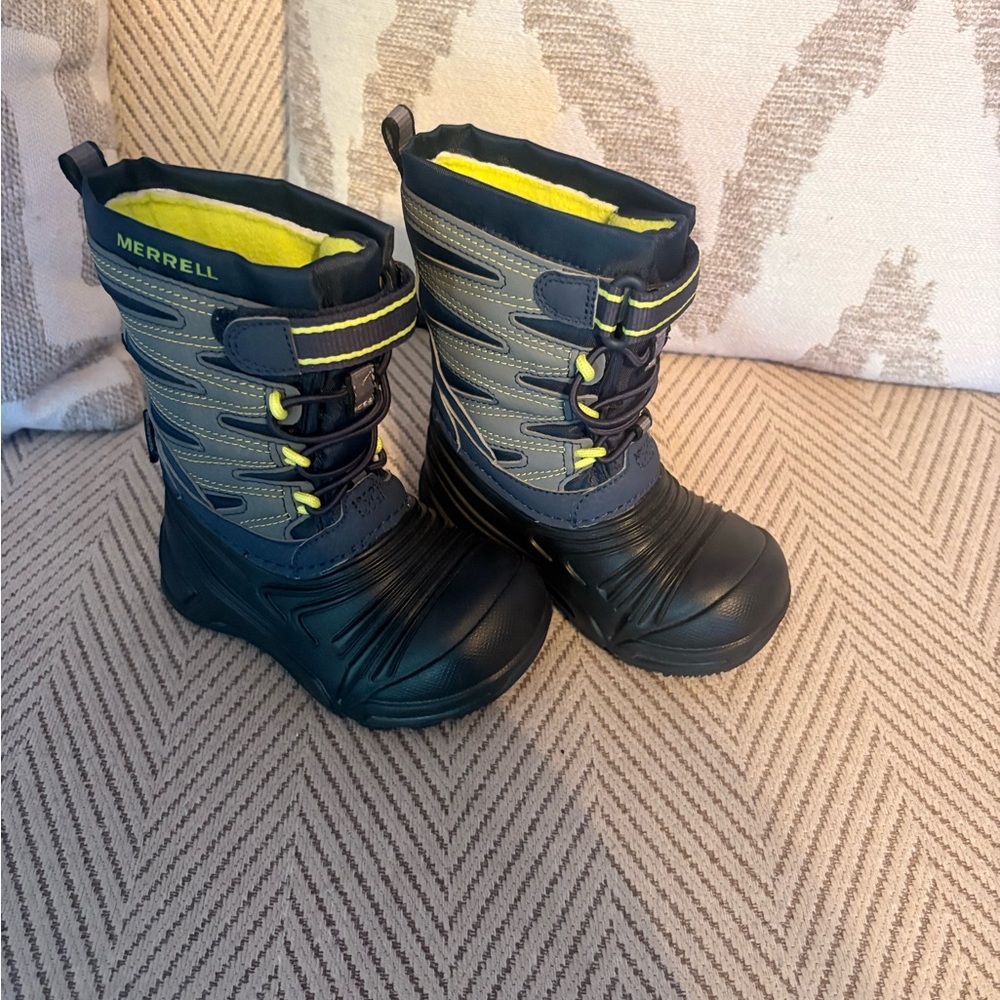 Merrell Kids' Navy and Lime Snow Boots
